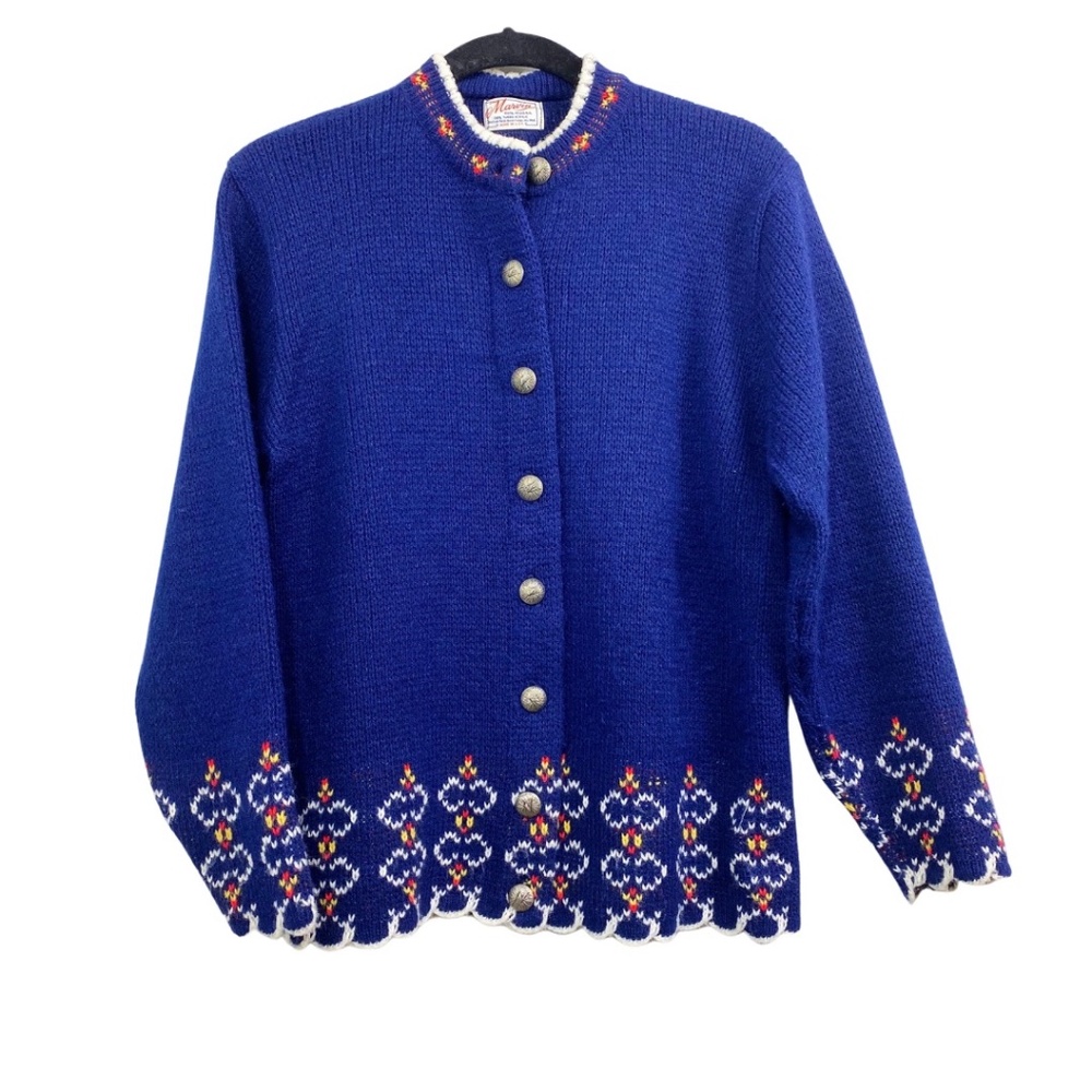 VINTAGE Marvin Navy Sweater w/ Scalloped Hem